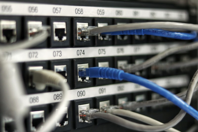 Close-up of server hardware in a datacenter